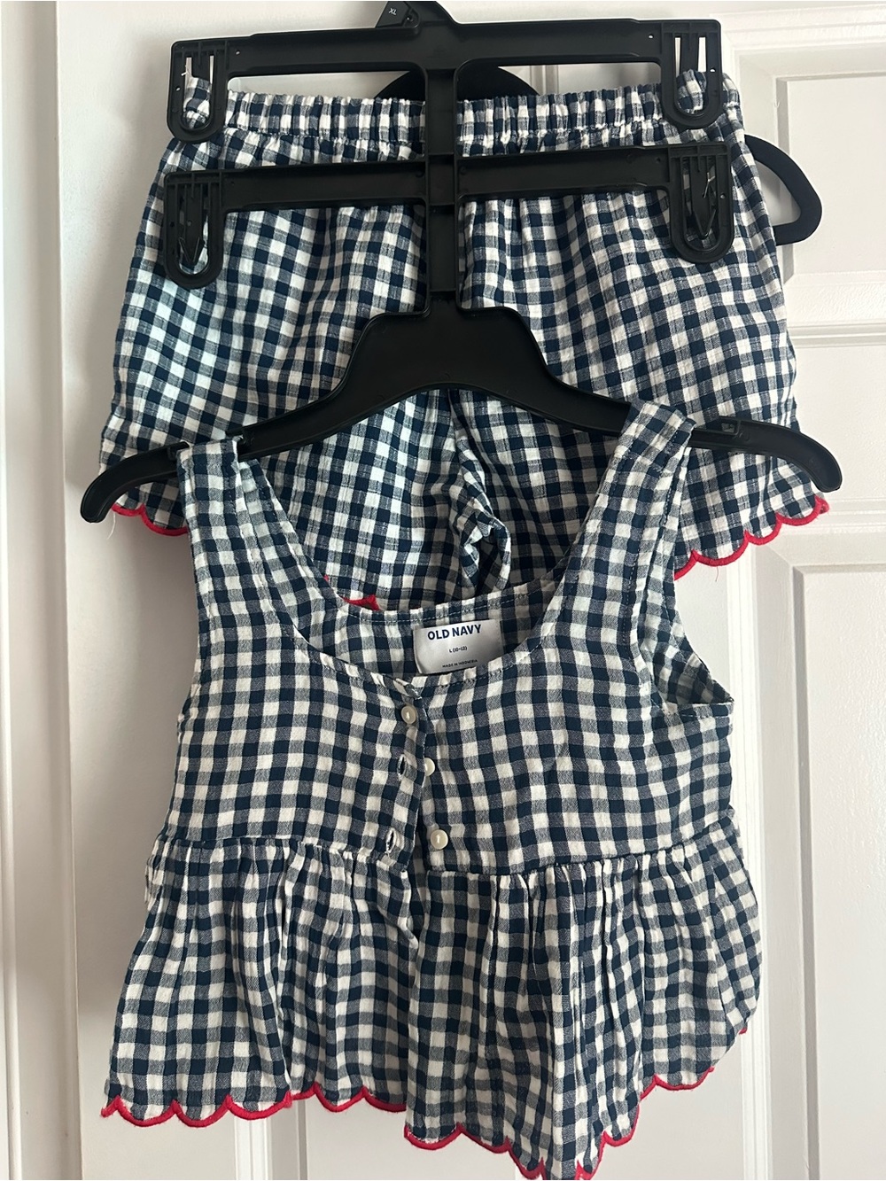 Old Navy Girls Navy & White Gingham Tank Top and Shorts Set